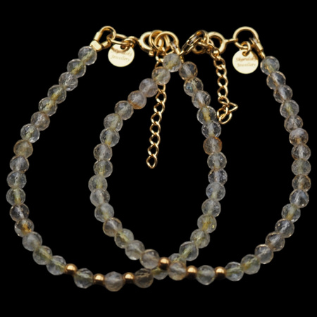 Bransoletka - Cytryn kulki i srebro złocone