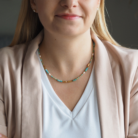 Naszyjnik - Turkus, Hematyt i srebro złocone