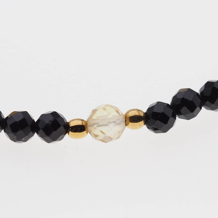 Naszyjnik mix - Turmalin, cytryn, kwarc różowy i srebro złocone