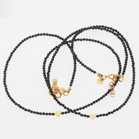 Naszyjnik z sercem - Spinel fasetowane kulki i srebro złocone