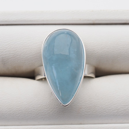 Pierścionek - Akwamaryn łza w srebrze (rozmiar jubilerski 17)