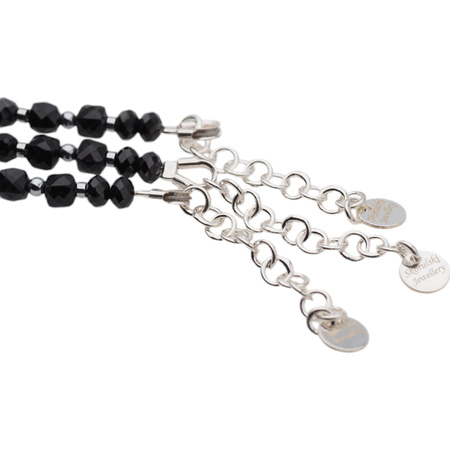Bransoletka - Turmalin czarny, Hematyt i srebro