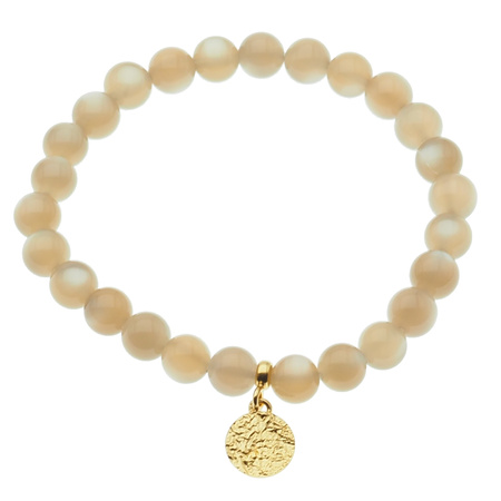 Bransoletka 18 cm - Kamień Słoneczny kulki i srebro złocone