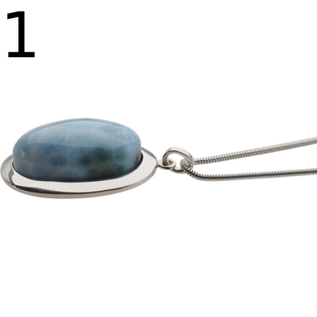 Naszyjnik - Zawieszka z larimarem owalnym na łańcuszku