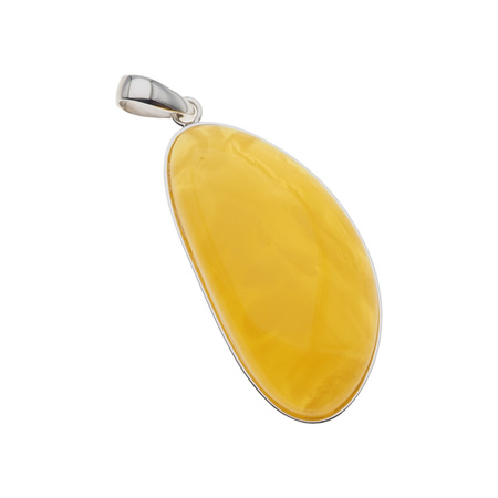 Naszyjnik na rzemieniu - Bursztyn mleczny w srebrze 