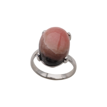 Pierścionek regulowany z owalnym Rodochrozytem w srebrze rodowanym