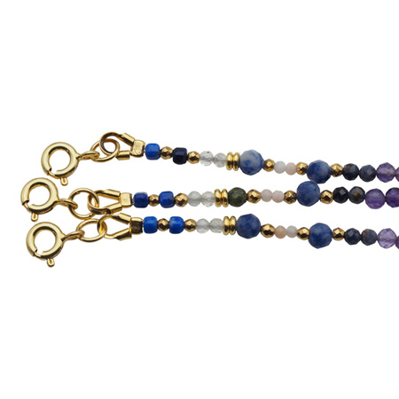 Bransoletka znak zodiaku strzelec - mix kamieni i srebro złocone