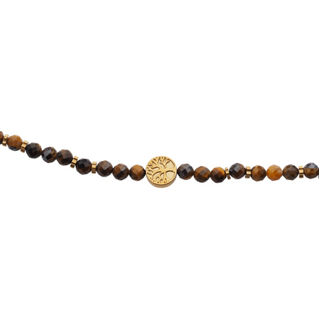 Naszyjnik - Tygrysie Oko fasetowane kulki i srebro złocone