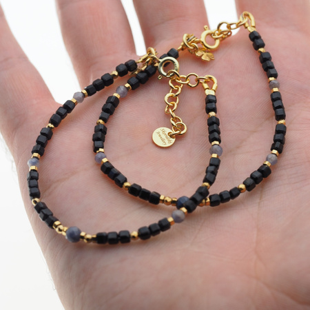 Bransoletka znak zodiaku ryby - mix kamieni i srebro złocone