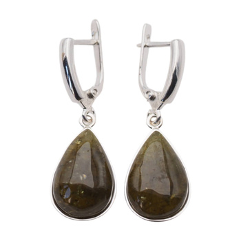 Kolczyki z zielonym Granatem w srebrze - łzy.