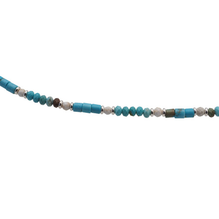 Naszyjnik - Turkus fasetowane oponki, Howlit i srebro