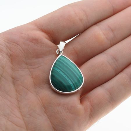 Zawieszka srebrna z malachitem - łza