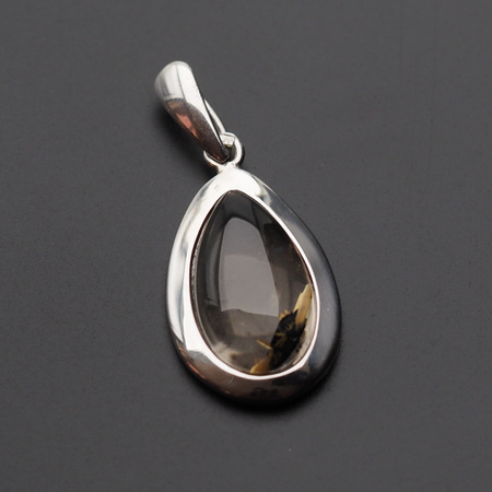 Zawieszka z Kwarcem Rutylowym ze złotą nitką w srebrze rodowanym