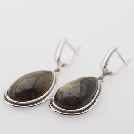 Kolczyki z Labradorytem w srebrze oksydowanym