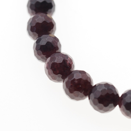 Bransoletka - Granat fasetowany kulki i srebro złocone