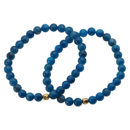 Bransoletka - Apatyt polerowany kulki 6,5mm i srebro złocone