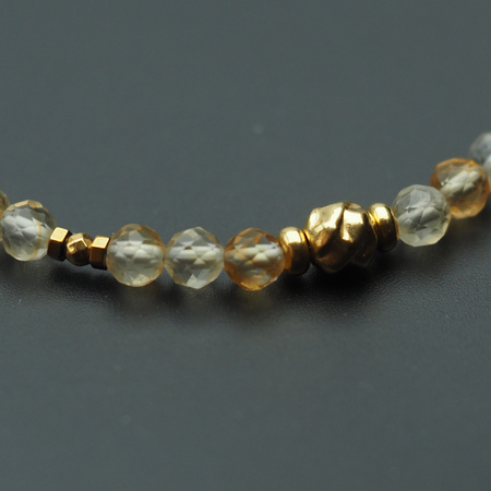 Bransoletka - Cytryn cięte kulki, oko proroka i srebro złocone