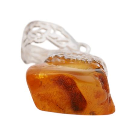 Zawieszka - surowy Bursztyn mleczny plastry w srebrze 