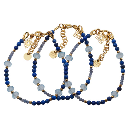 Bransoletka - Lapis Lazuli, Topaz, Tanzanit i srebro złocone