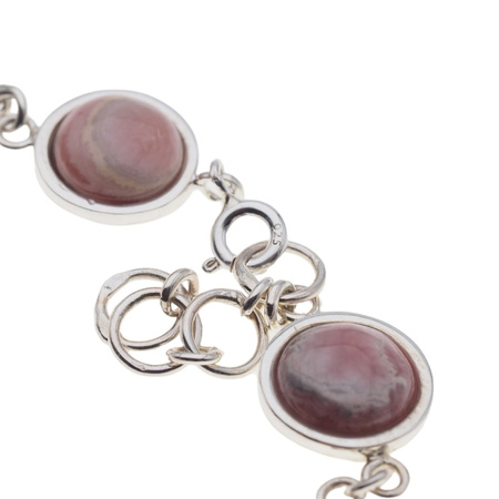 Bransoletka regulowana z okrągłym rodochrozytem w srebrze