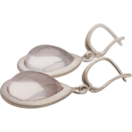 Kolczyki z Kwarcem Różowym w srebrze satynowanym