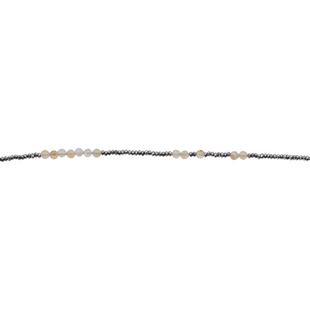 Bransoletka urodzeniowa listopad - cytryn, hematyt i srebro