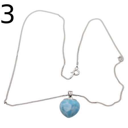 Naszyjnik z zawieszką - larimar serce w srebrze rodowanym