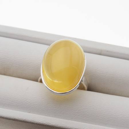 Pierścionek - Transparentno-mleczny Bursztyn w srebrze (rozmiar 16)