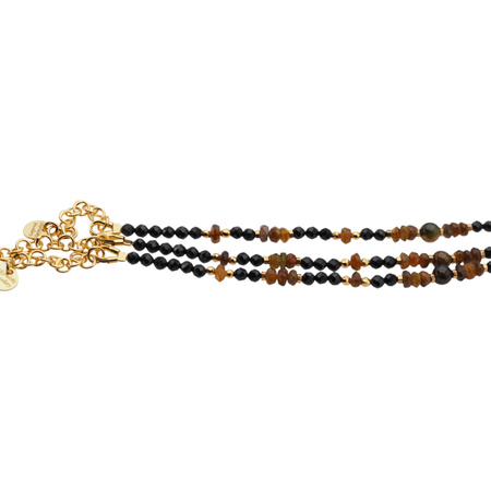 Bransoletka - Turmalin brązowy, Hematyt złoty i srebro złocone