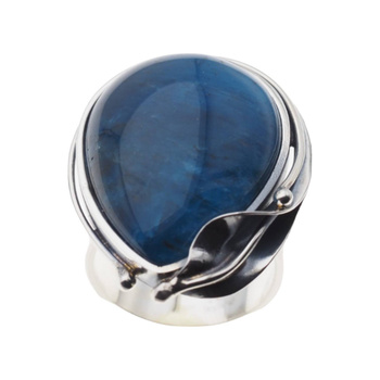 Pierścionek regulowany - Apatyt łza w srebrze oksydowanym