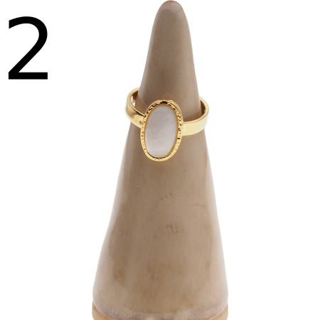 Pierścionek regulowany - Kamień Księżycowy owal i srebro złocone