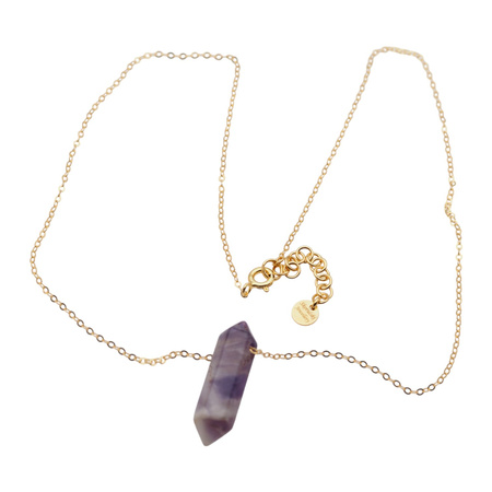 Naszyjnik - Ametyst sopel na łańcuszku srebrnym złoconym