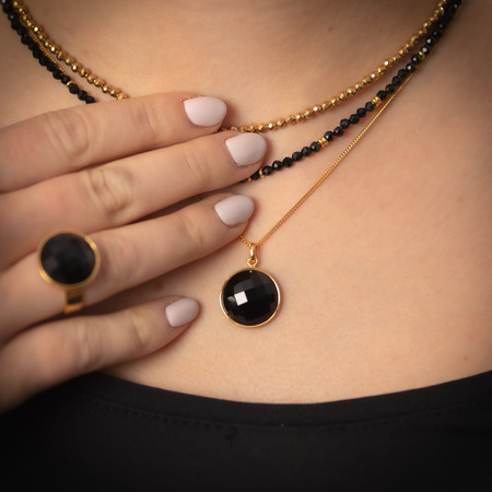 Naszyjnik - złoty, cięty Hematyt i srebro złocone
