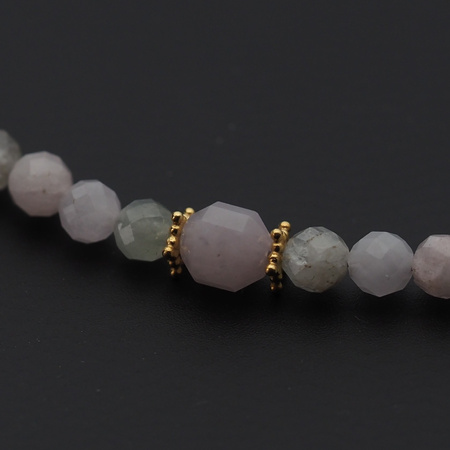 Naszyjnik - Morganit fasetowane kulki i srebro złocone