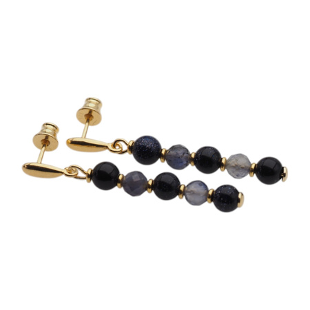 Kolczyki - Noc Kairu, Iolit kulki w srebrze zloconym