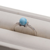Pierścionek regulowany - okrągły Larimar i cyrkonie w srebrze rodowanym