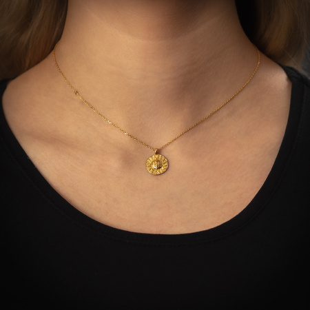 Naszyjnik na łańcuszku - słońce i srebro złocone
