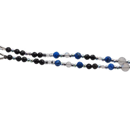 Bransoletka mix - Turmalin, Lapis Lazuli, Labradoryt, hematyt i srebro