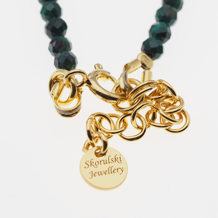 Naszyjnik mix - Malachit, Granat brązowy, Hematyt i srebro złocone