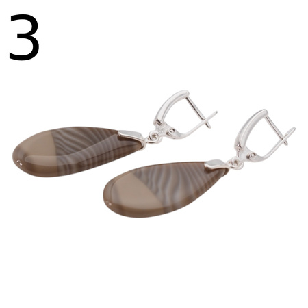 Kolczyki z Krzemieniem Pasiastym - łezki w srebrze