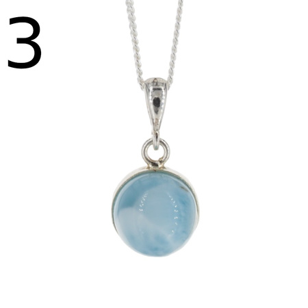 Naszyjnik - larimar okrągły 10 mm w srebrze