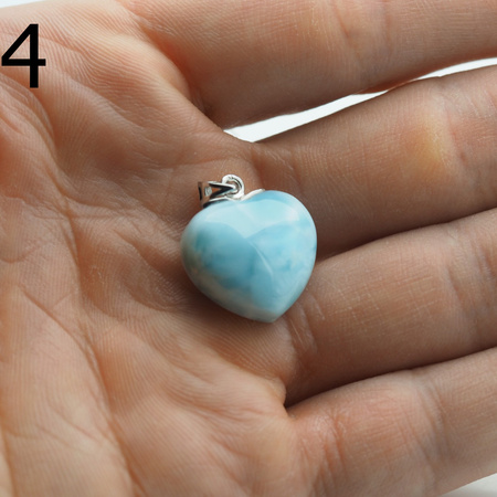 Zawieszka - larimar serce w srebrze rodowanym