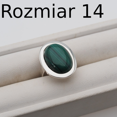 Pierścionek regulowany z owalnym Malachitem w srebrze.