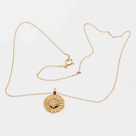 Naszyjnik na łańcuszku - słońce i srebro złocone