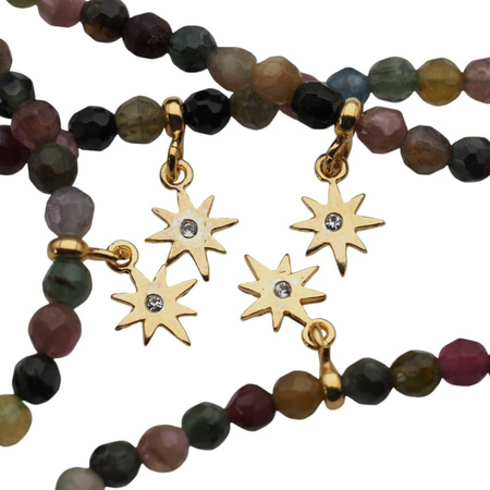 Bransoletka - Turmalin kolorowy i srebro złocone