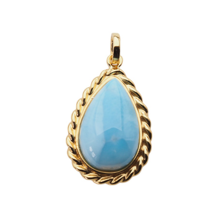 Zawieszka - larimar łza w srebrze złoconym