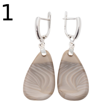 Kolczyki z Krzemieniem Pasiastym - łezki w srebrze