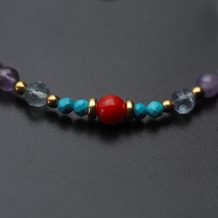 Bransoletka znak zodiaku ryby - mix kamieni i srebro złocone