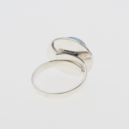 Pierścionek regulowany z okrągłym Larimarem w srebrze