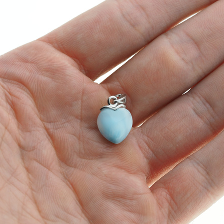 Zawieszka - larimar serce w srebrze rodowanym